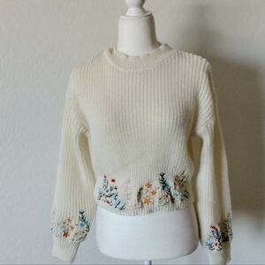 Embroidered Cream Sweater